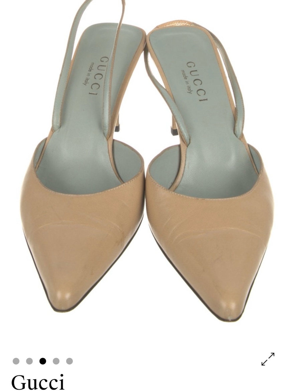 Gucci Tan Leather Pointed Slingback Mules